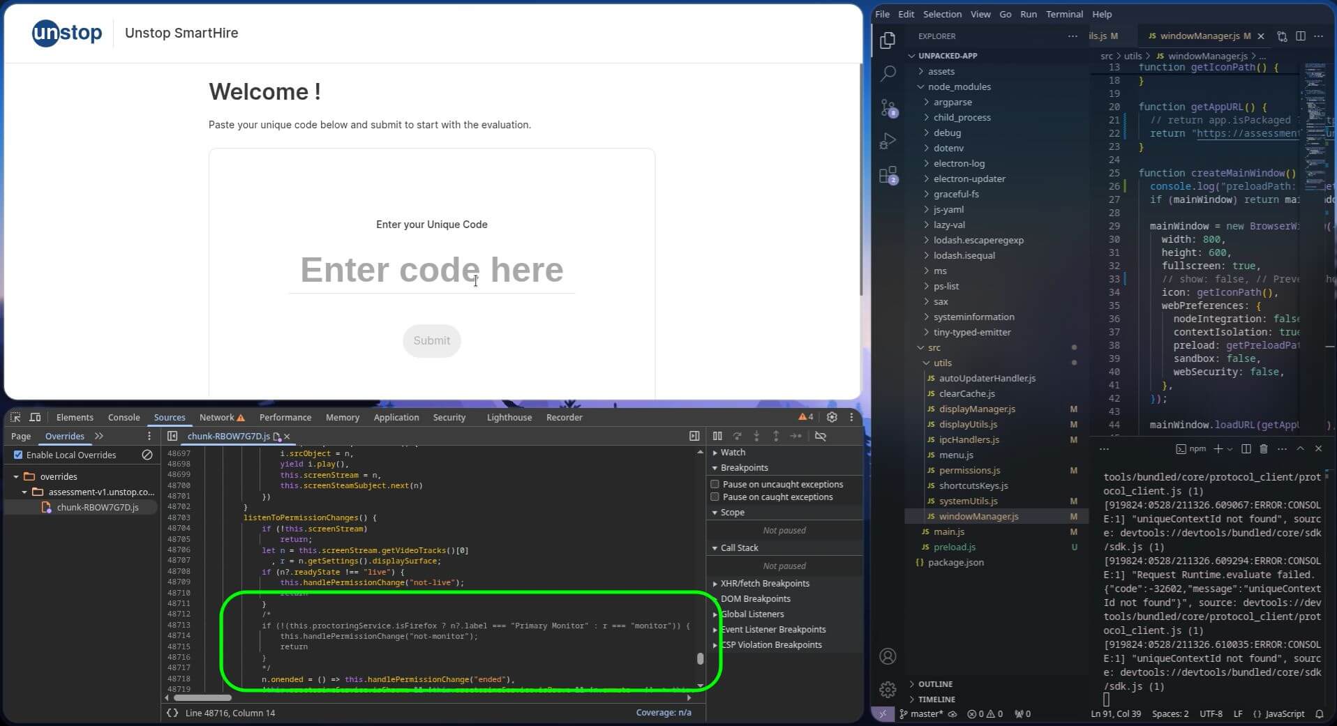 local override to share a window